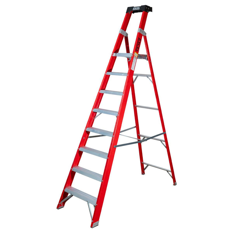 Excel 31132 Electricians Fibreglass Platform Step Ladder 8 Tread 2.51m