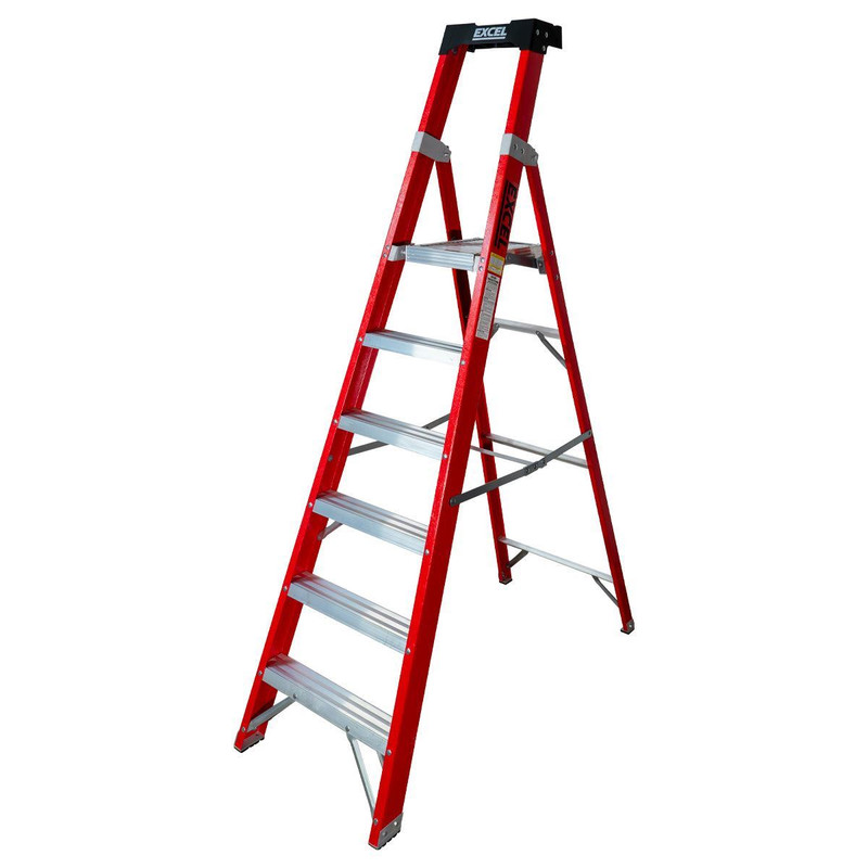 Excel 31131 Electricians Fibreglass Platform Step Ladder 6 Tread 2.04m