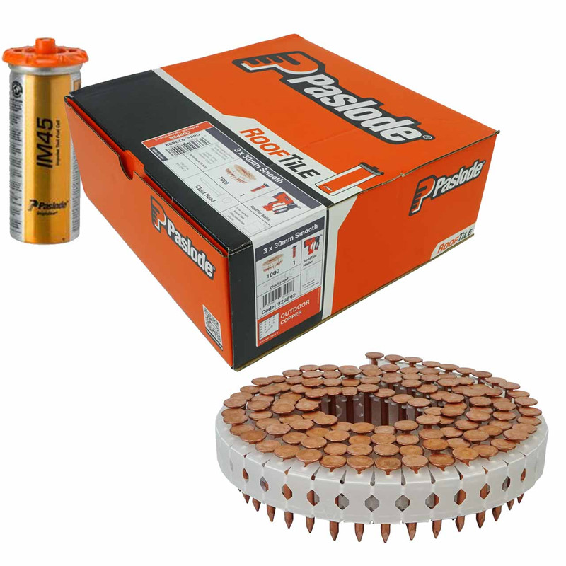 Paslode 923892 30mm Copper Nail Fuel Pack (1000 Pack + 1 Fuel Cell)