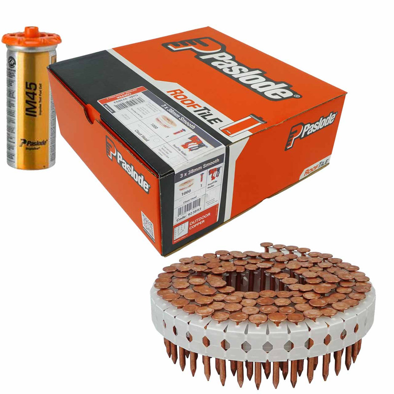 Paslode 923893 38mm Copper Nail Fuel Pack (1000 Pack + 1 Fuel Cell)