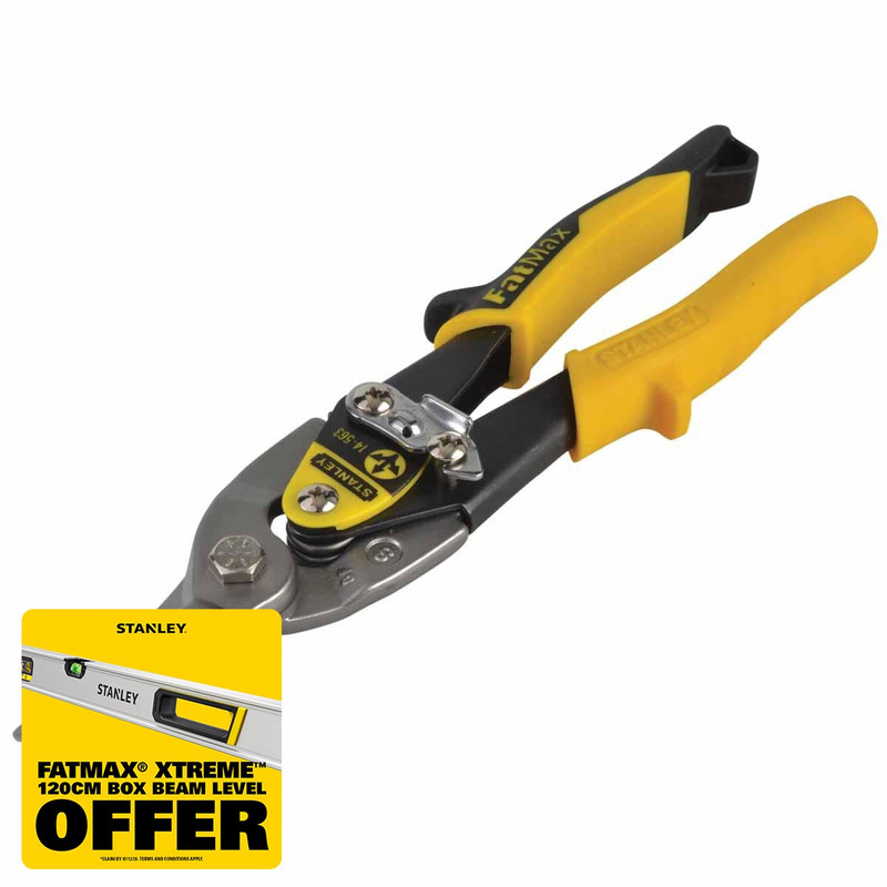 Stanley STA914563 Yellow Aviation Snips & Holster Straight Cut 250mm (10in)