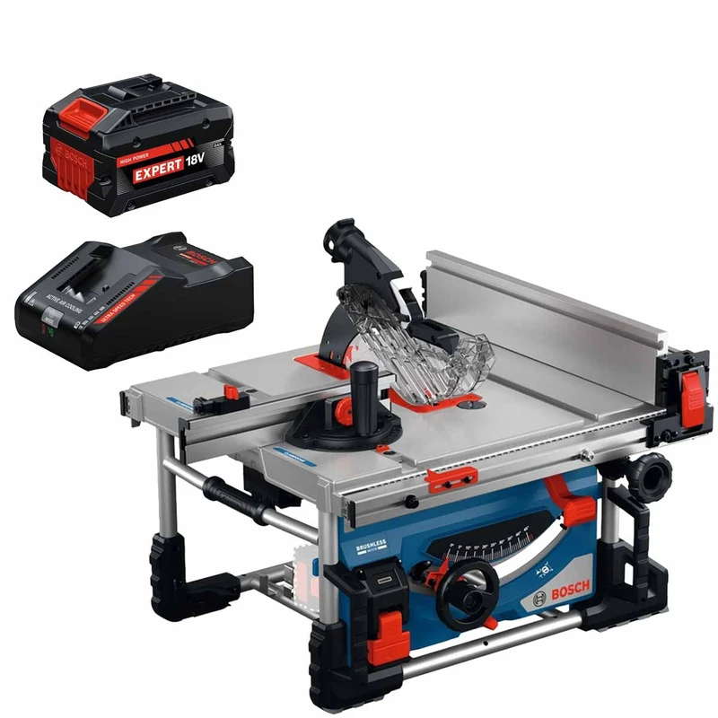 Bosch GTS 18V-70 Table Saw with 1 x 8Ah Tabless Battery and EXAL18V-160 Charger