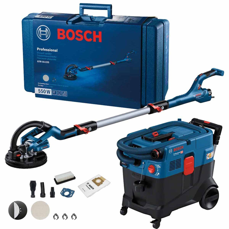 Bosch GTR 55-225 Drywall Sander and GAS12-40 MA 40L M-Class Extractor Kit 240V