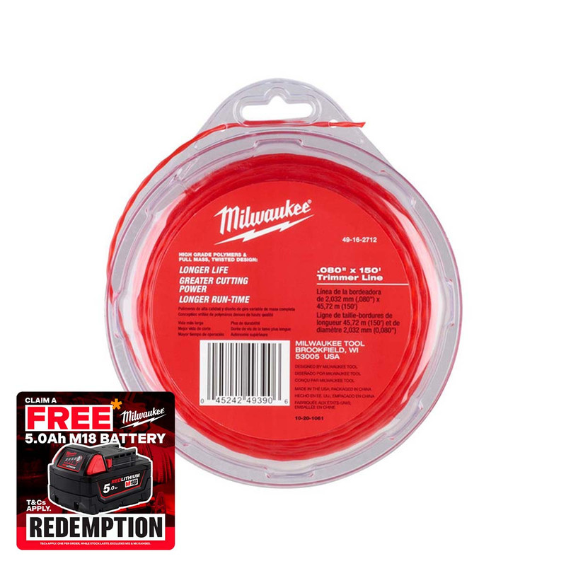 Milwaukee 49162712 2mm x 45m Replacement Trimmer Line