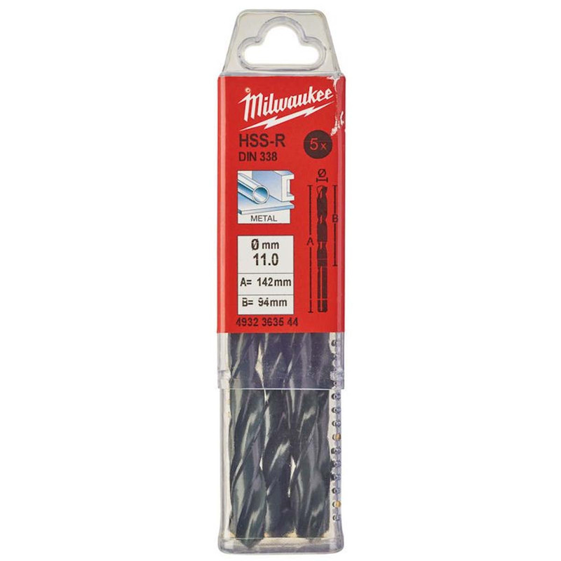 Milwaukee 4932363544 HSS-R Drill Bits 11mm x 142mm (10 Pack)
