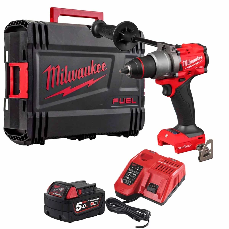 Milwaukee M18 ONEPD3 18V One-Key™ Combi Drill With 1x 5.0Ah Battery, Charger and Case