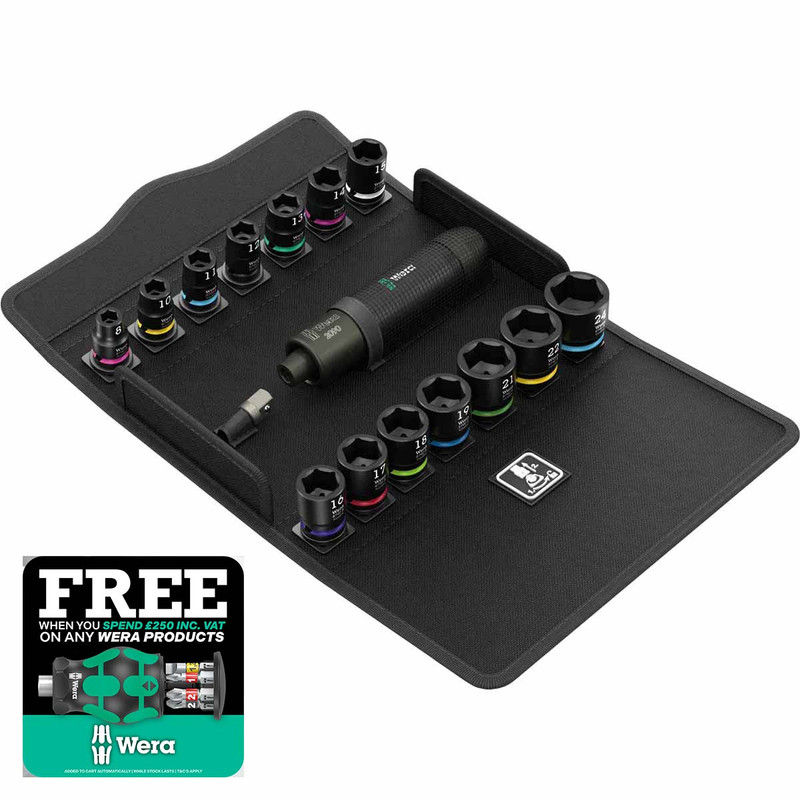 Wera 05072018001 2090/16 Impaktor Impact Screwdriver Set 1 3/8" (16 Pieces)