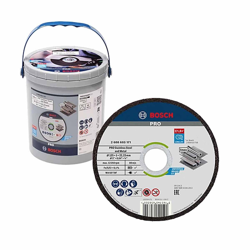 Bosch 2608626113 Stainless Steel and Metal Bonded Cutting Discs 125mm x 22.23mm (100 Pack)
