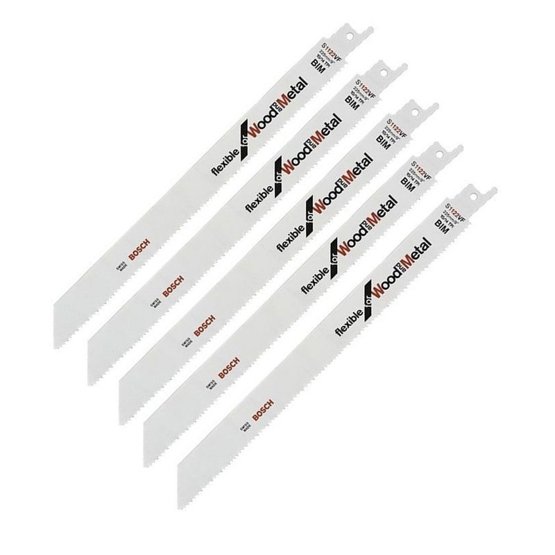 Bosch 2608654981 S1122VF BIM Flexible Wood & Metal Reciprocating Saw Blades (5 Pack)