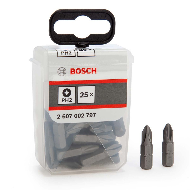 Bosch 2607002797 PH2 Extra Hard Screwdriver Bits (25 Pack)