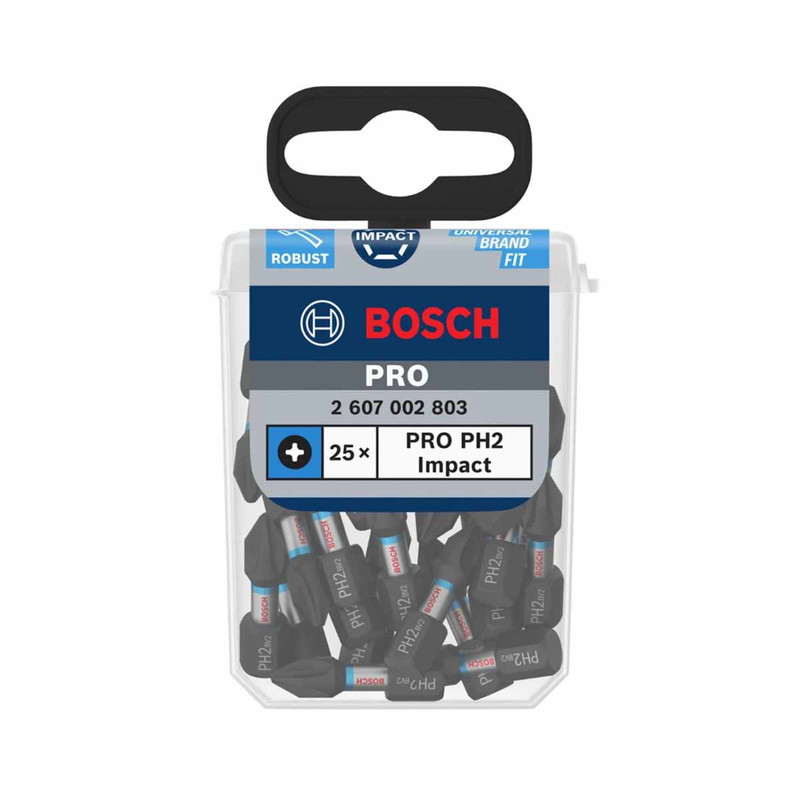 Bosch 2607002803 PRO PH2 Impact Driver Bit Set 25mm (25 Pieces)