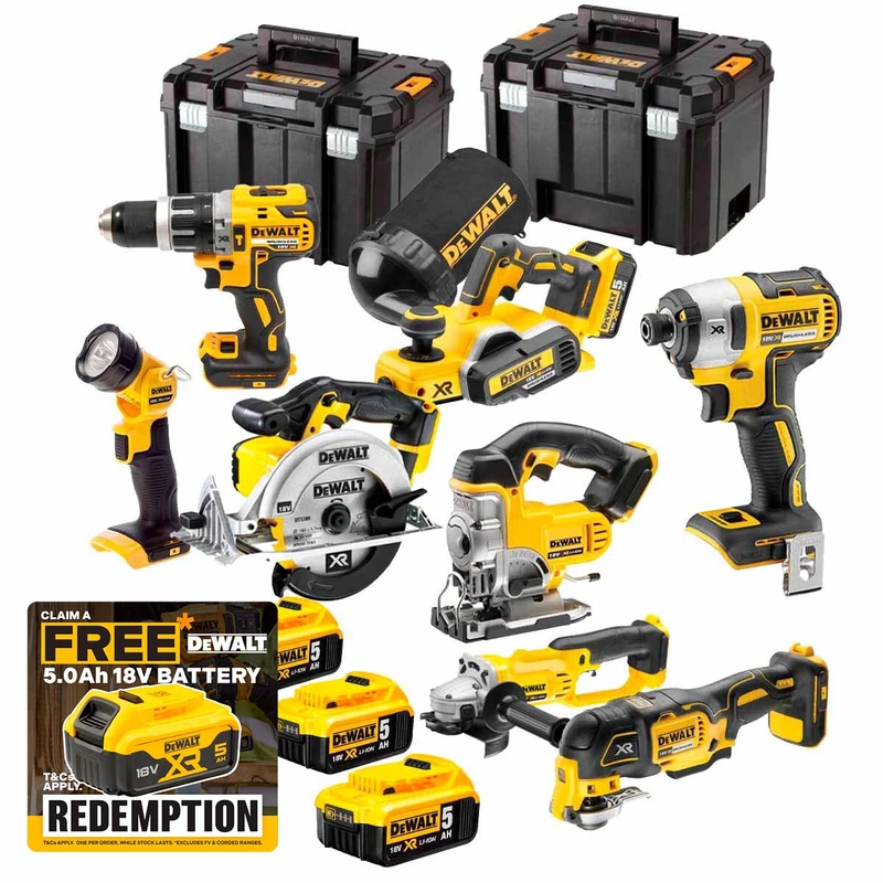 DeWalt TDKIT8 XR 18V 8 Piece Kit with 3x 5.0Ah Batteries