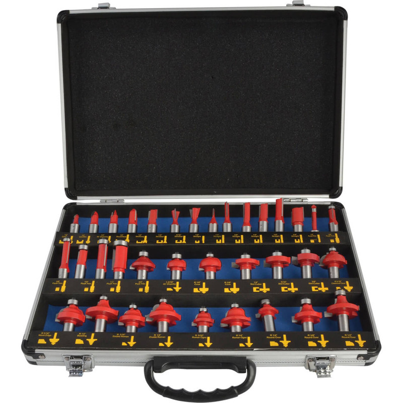 Faithfull 35 Piece 1/2in Shank Tungsten Carbide Router Bit Set in Case 1/2in Shank | Duotool