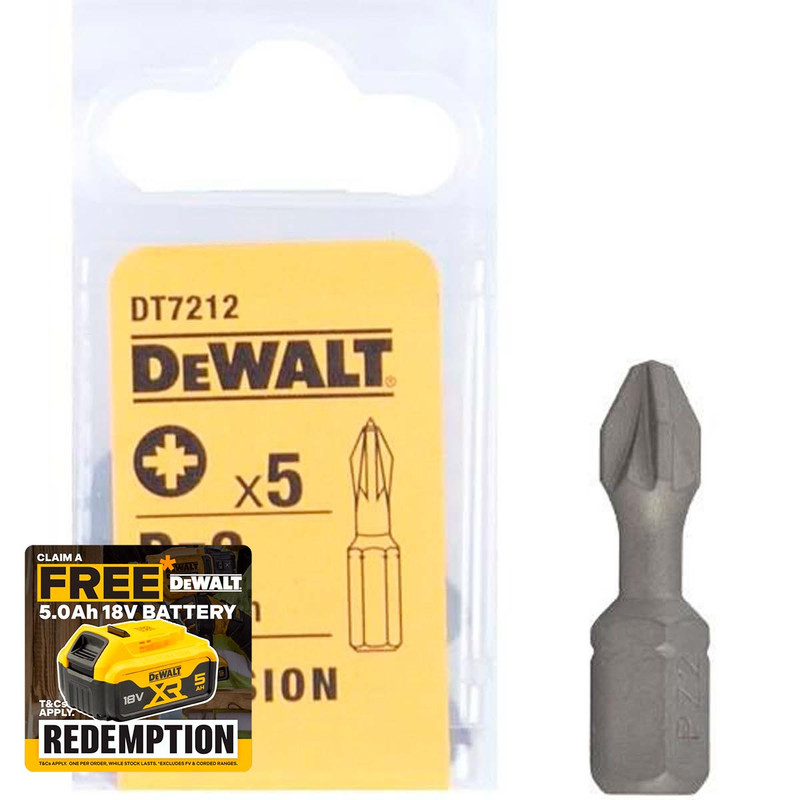 DeWalt DT7212 Torsion Bits PZ2 25mm Pack of 5