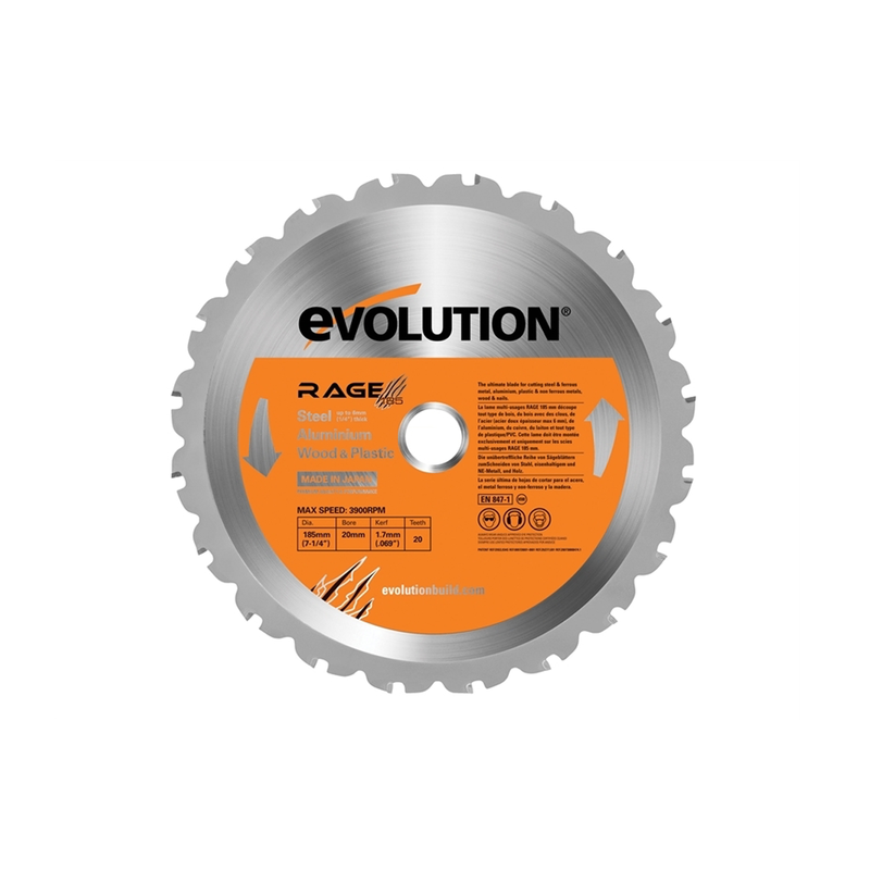 Evolution RAGE 185mm x 20mm 20T Multi-Purpose Circular Saw Blade