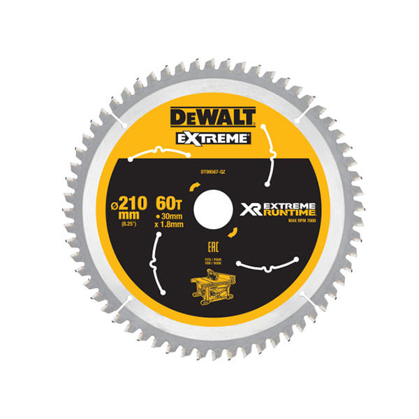 DeWalt DEWDT99567QZ FlexVolt XR Table Saw Blade 210 x 30mm x 60T 