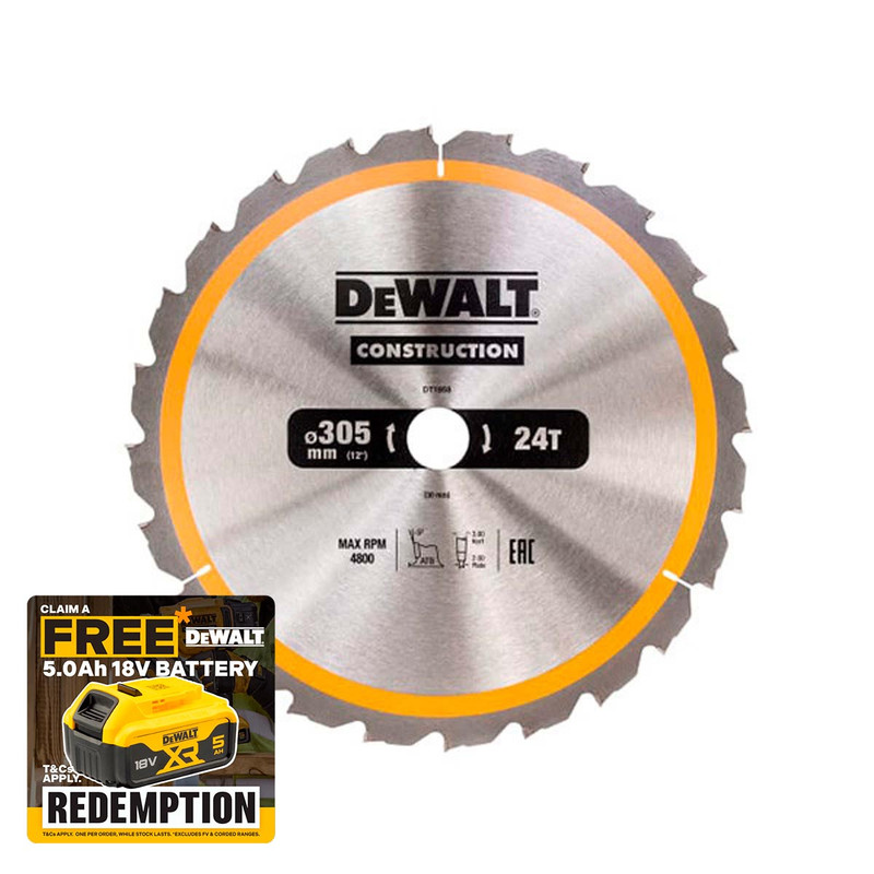 DeWalt DEWDT1958QZ Stationary Construction Circular Saw Blade 305 x 30mm x 24T