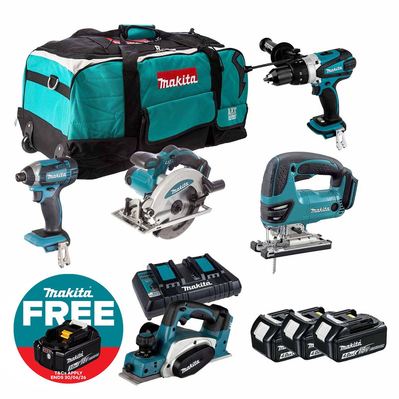 Makita DLX6012PM 18V LXT 6 Piece Cordless Tool Kit with 3x 4.0Ah Batteries