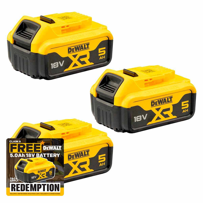 DeWalt DCB184 18v 5.0Ah XR Li-Ion Battery Pack of 3