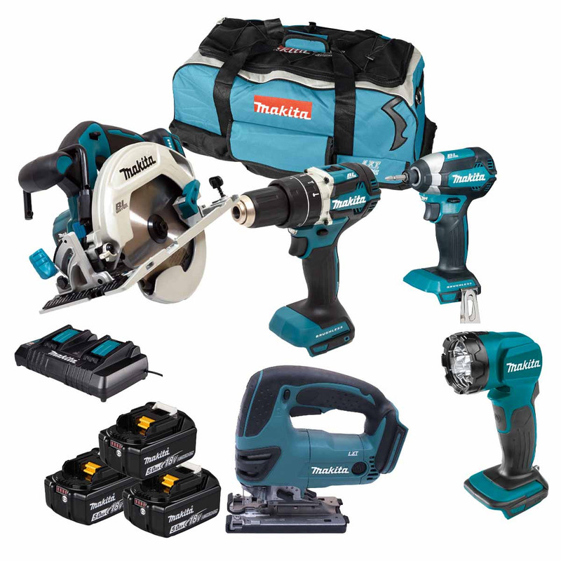 Makita MAK5KIT3X5 18V LXT Brushless 5pc Tool Kit with 3x 5.0Ah Batteries