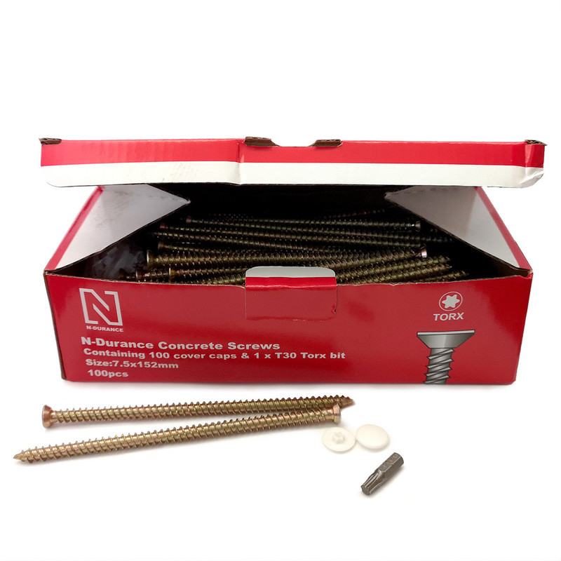 N-Durance CON75152 Torx Concrete Frame Screws 7.5 x 152mm (100 Box)