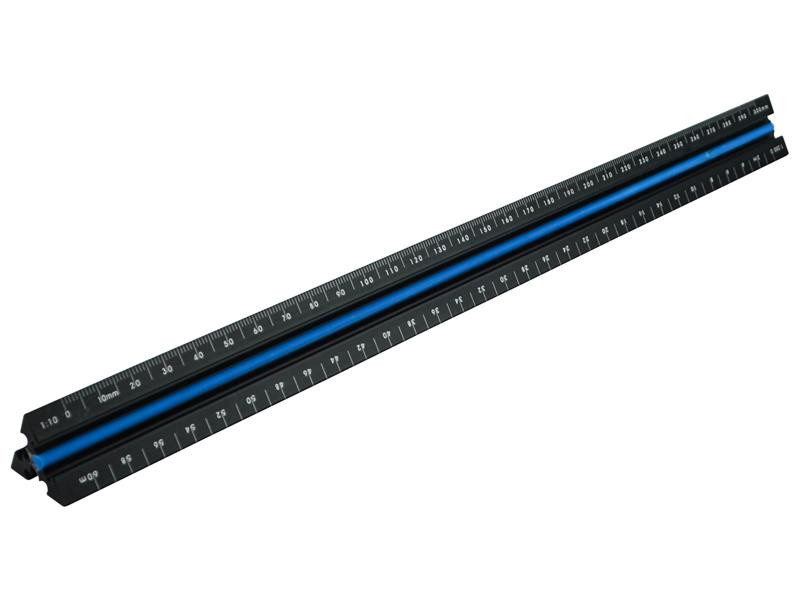 Faithfull FAIRULETACNC Prestige Tri-Scale Engineer Rule Black Aluminium 300mm | Toolden
