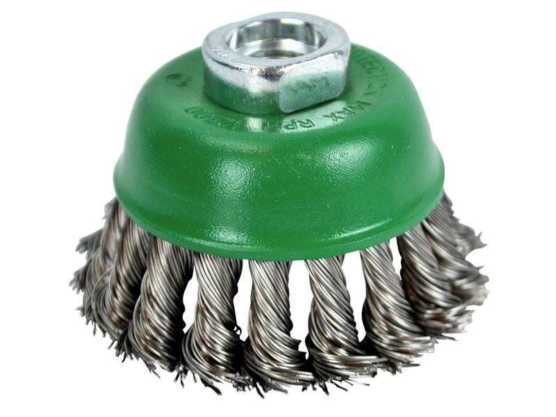 Faithfull FAIWBT65S Wire Cup Brush Twist Knot 65mm M14 x 2 0.50mm Stainless Steel Wire | Toolden