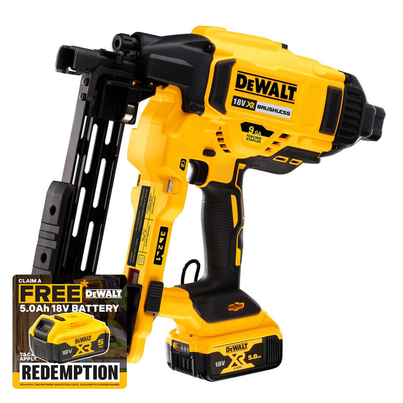 DeWalt DCFS950P2-GB 18V XR Brushless Fencing Stapler with 2x 5.0Ah Batteries