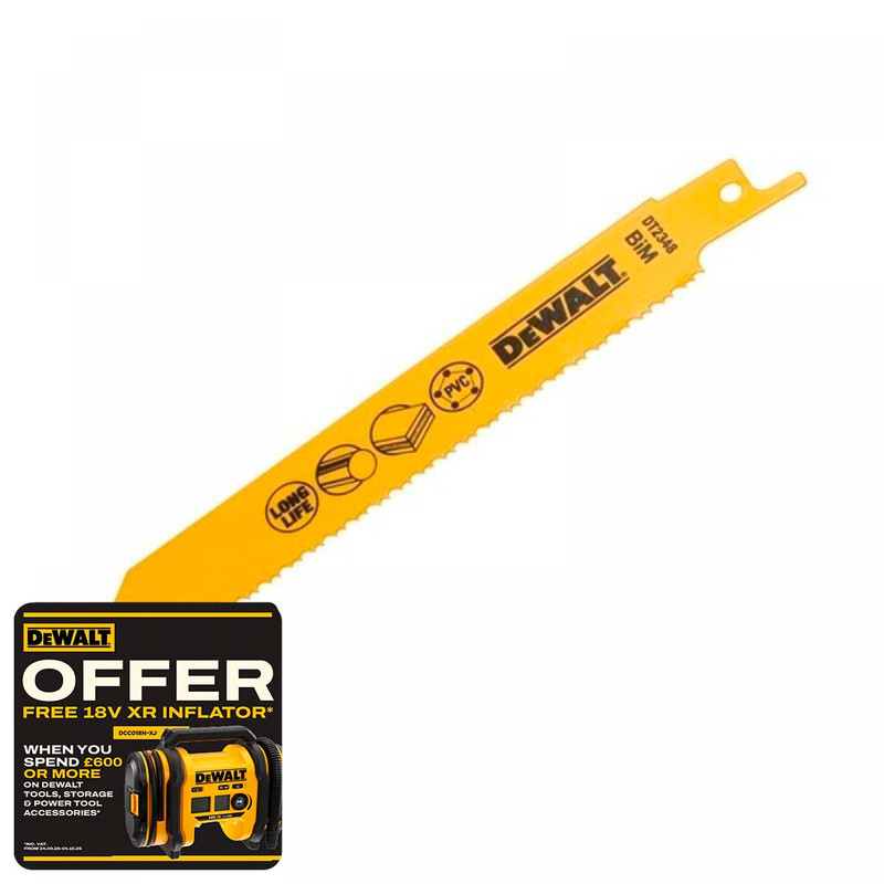 Dewalt Bi Metal Sabre Blade 203mm Pack of 5 from Toolden