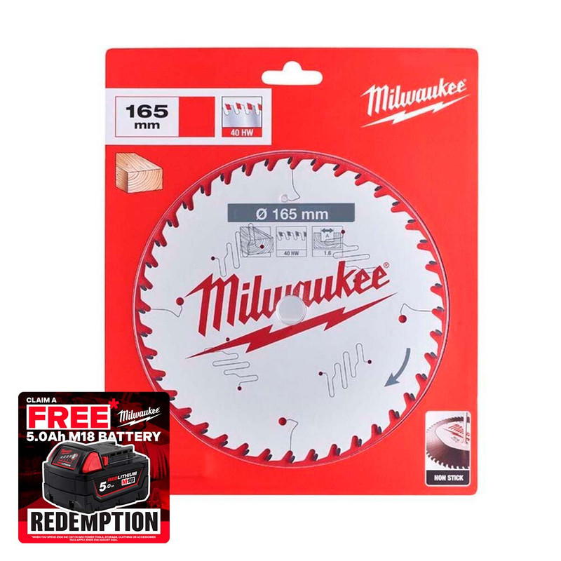 Milwaukee 4932471932 165 x 20mm 40T TCT Circular Saw Blade