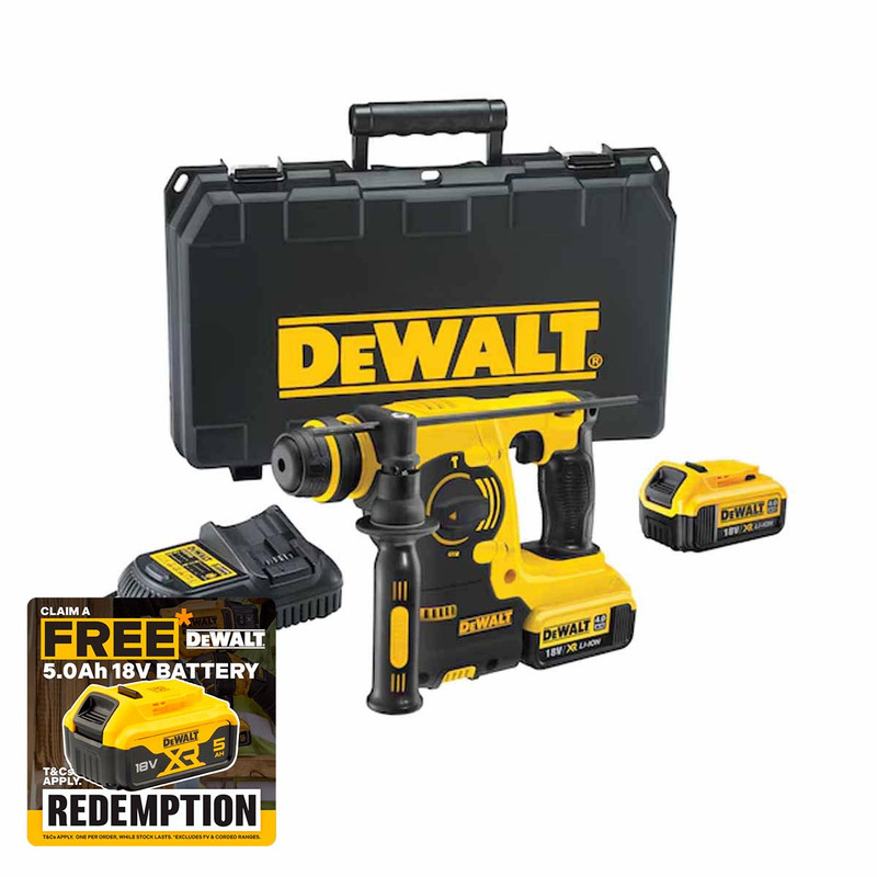 DeWalt DCH253M2 18V XR Cordless SDS+ Hammer Drill with 2x 4.0Ah Batteries
