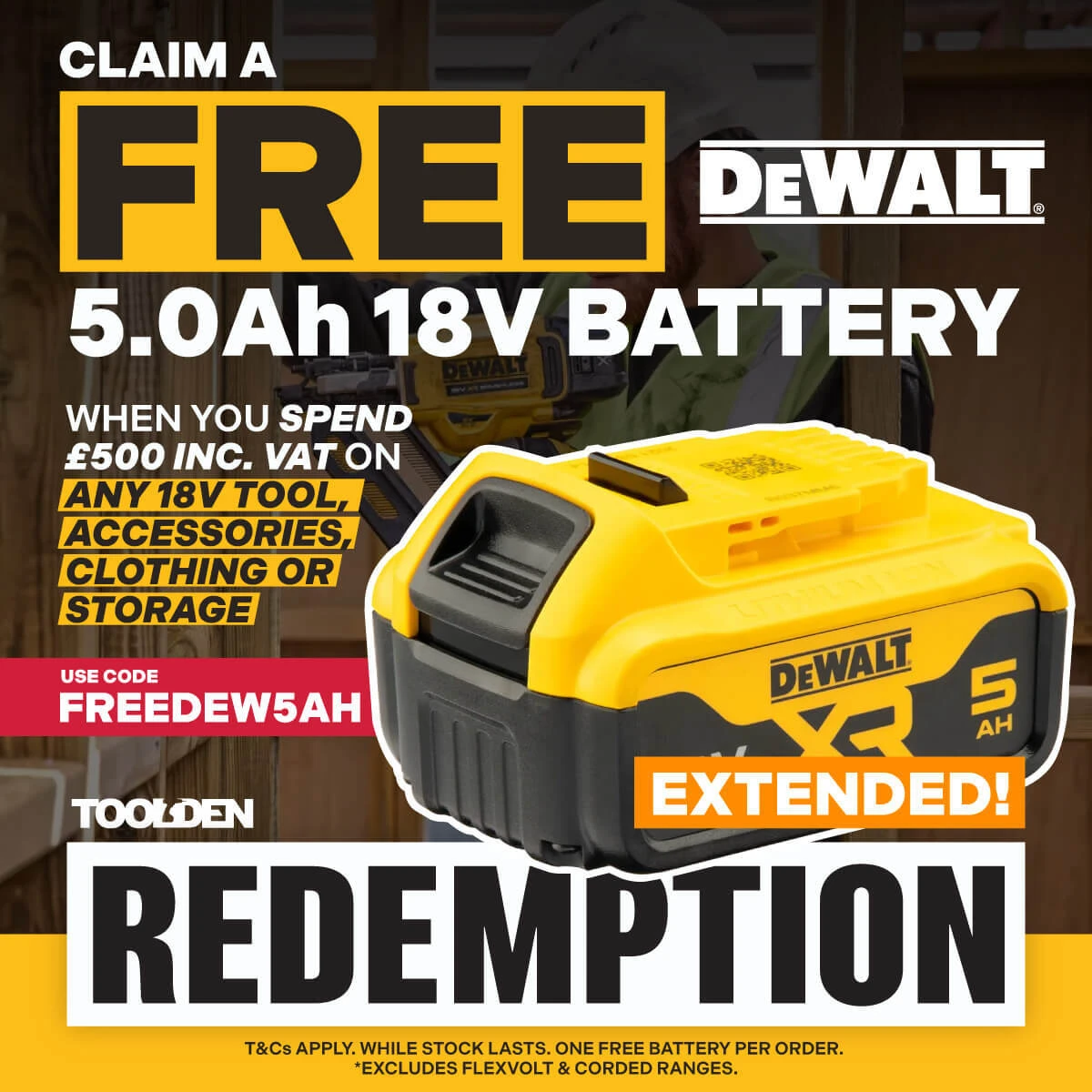 DeWalt FREE 5.0Ah Battery Promotion