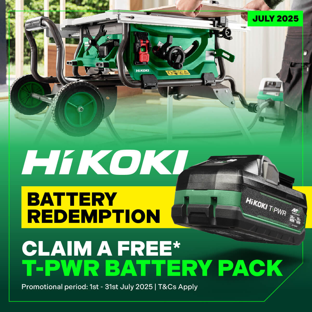 HiKoki T-PWR Battery Pack Redemption