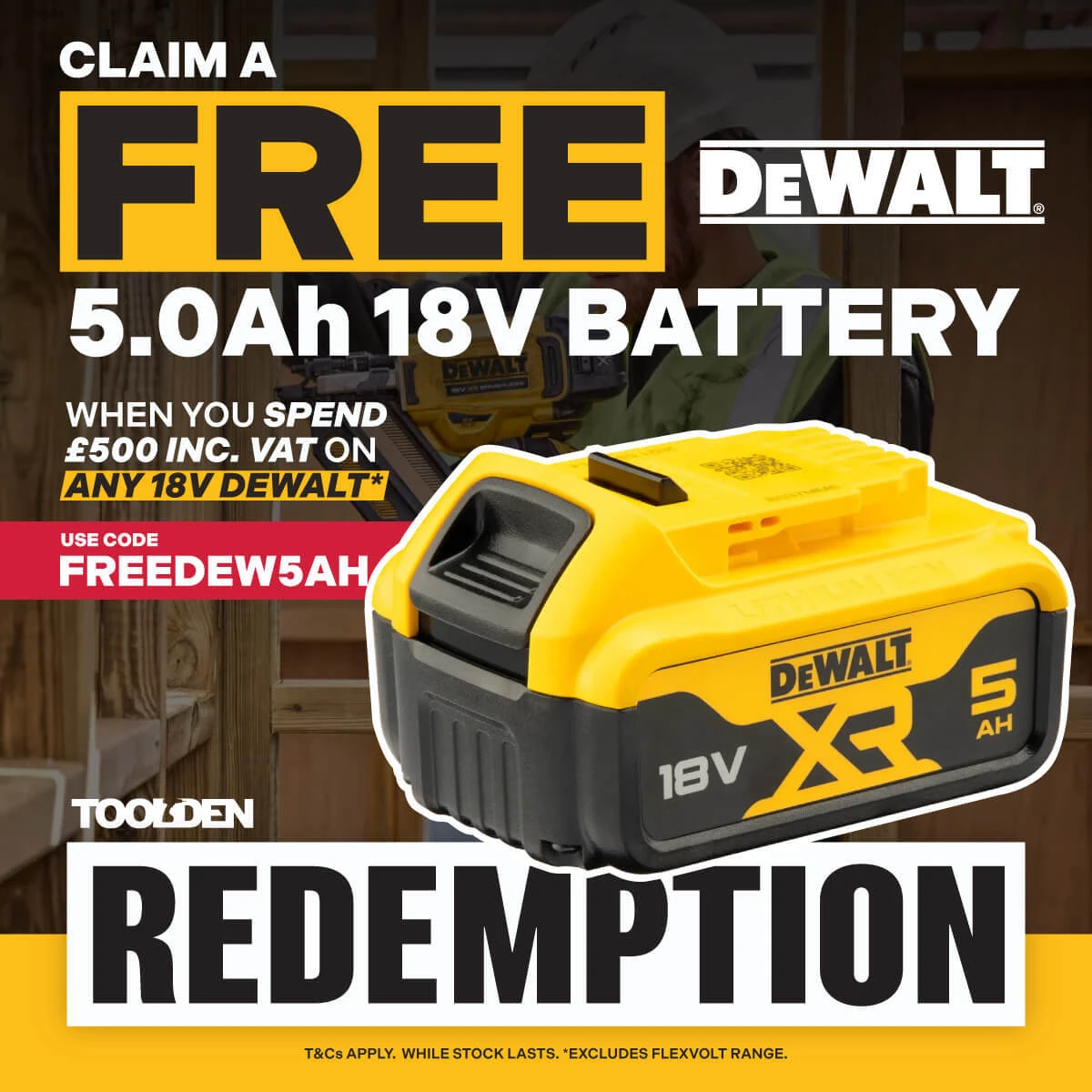 DeWalt FREE 5.0Ah Battery Promotion