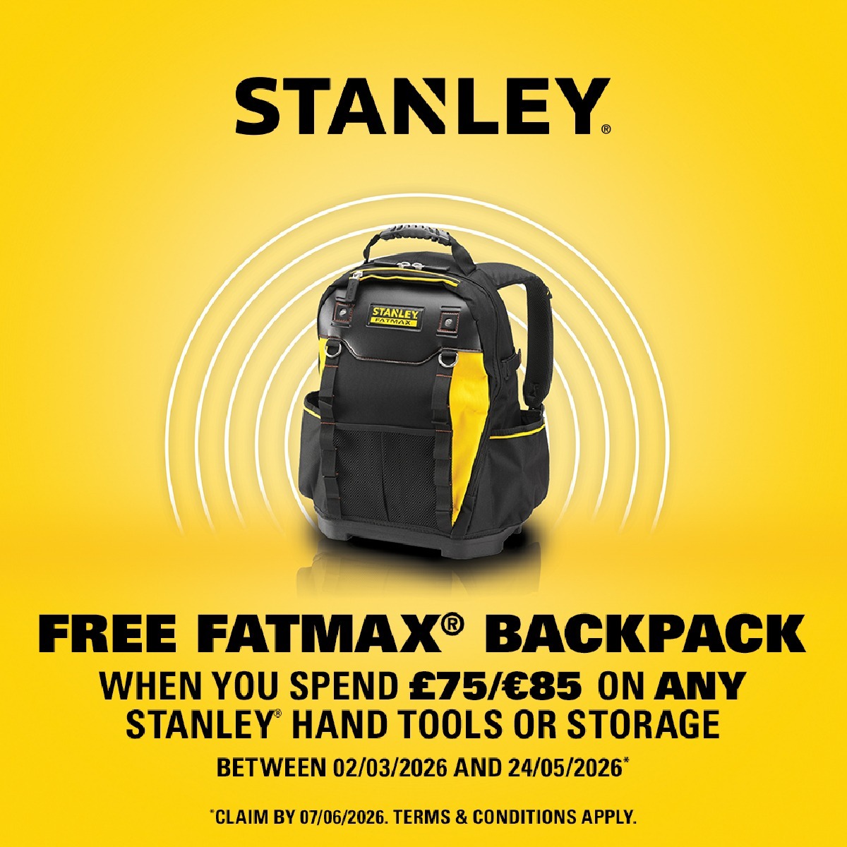 Free Fatmax Backpack with Stanley Spend