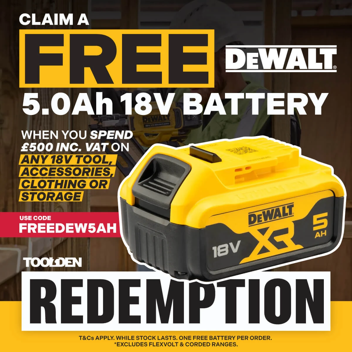 DeWalt FREE 5.0Ah Battery Promotion