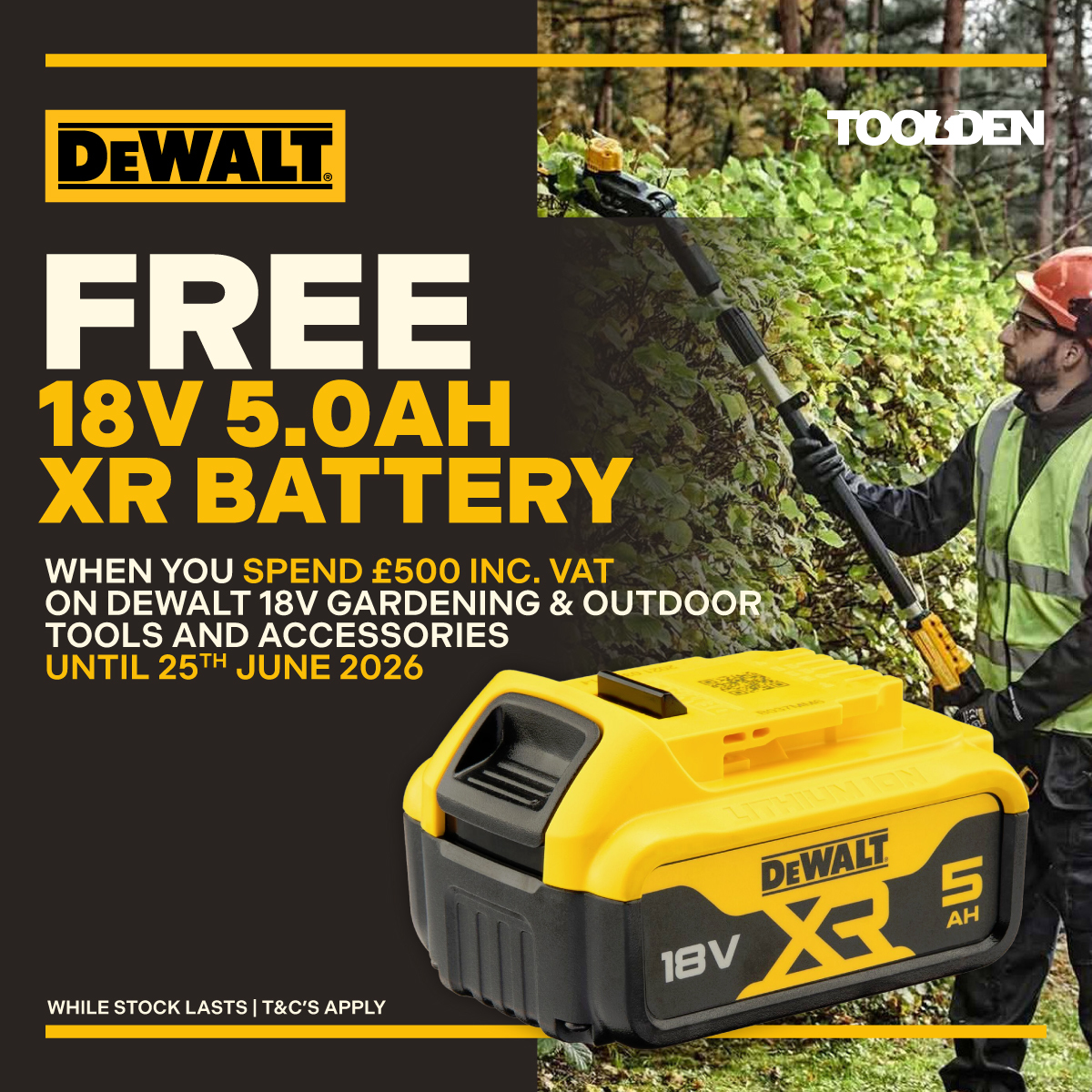 Get a FREE DeWalt 18V XR 5.0Ah Battery