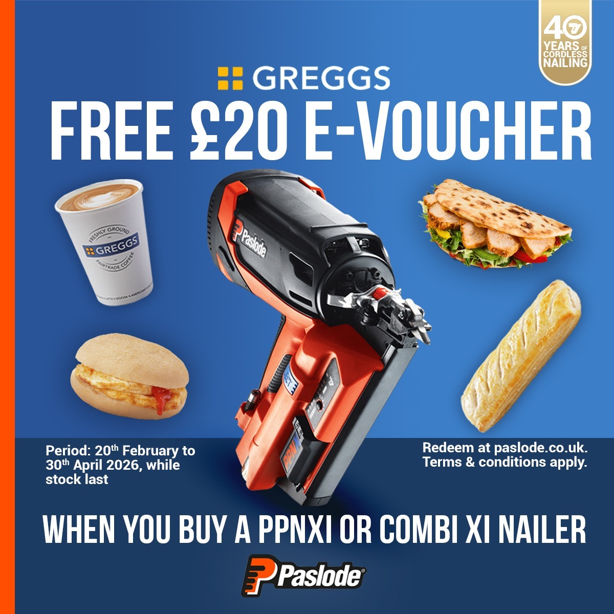 £20 Greggs Voucher with PPNXi or CombiXi Nailer