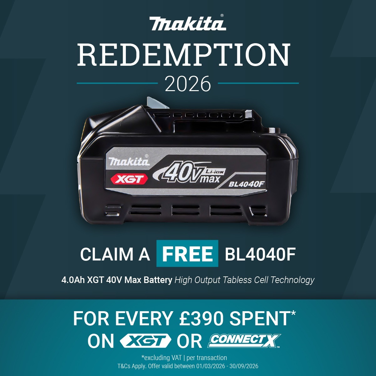 Free BL4040F with Makita XGT Spend