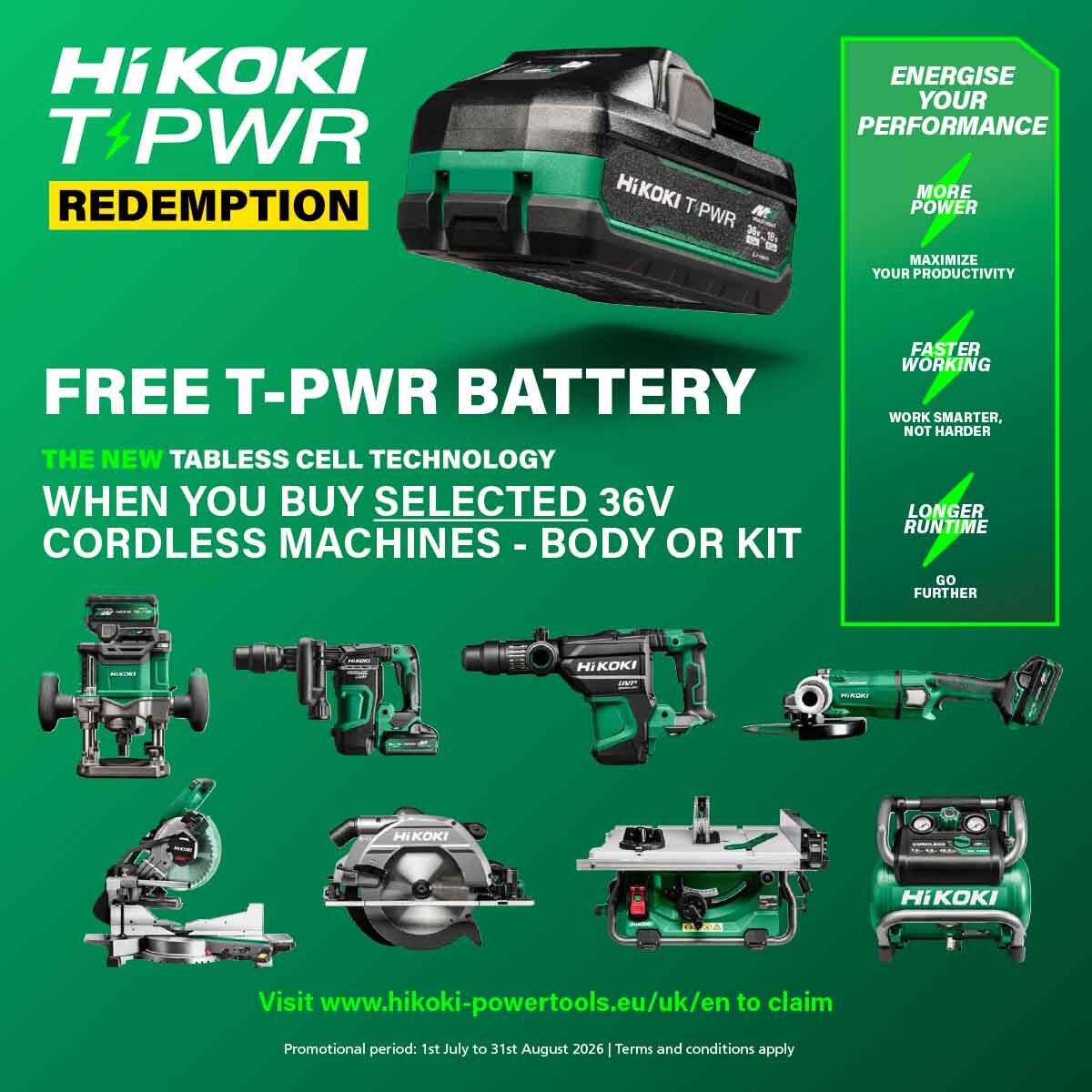 HiKOKI TWPR Tabless Battery Redemption