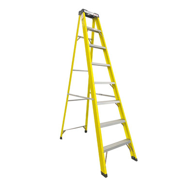 N-Durance 8 Tread Fibreglass Step Ladder 2.3m / Max. Load 150kg | Toolden
