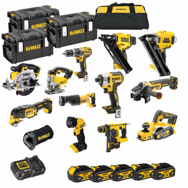 DeWalt XR 18V 12pc Power Tool Kit with 5x 4Ah Batteries Toolden