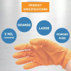 GLNMPFO5-L Orange 5 mil Nitrile EXAM Powder Free Gloves Large; 100 pcs box - Fully Textured