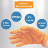 GLNMPFO5-2XL Orange 5 mil Nitrile EXAM Powder Free Gloves 2X-Large; 100 pcs box - Fully Textured