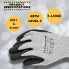 GLCR3-XL LEVEL 3 Cut Resistant 13g Grey Knit Black Nitrile Dipped Glove-XL 10 Dz pair MSTR