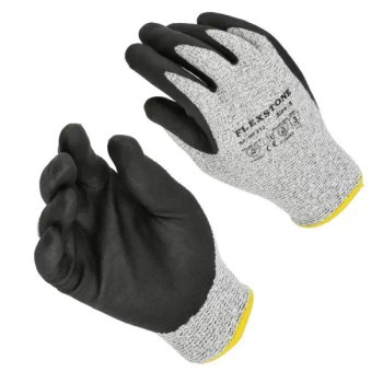 GLCR3-L LEVEL 3 Cut Resistant 13g Grey Knit Black Nitrile Dipped Glove-L 10 Dz pair MSTR