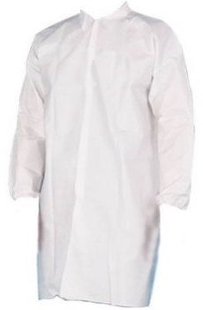 LCMPW-L WHITE 50g Microporous Lab Coat 4 Snaps Elastic Wrists-L 25 Master Case