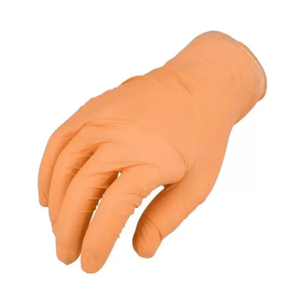 GLNMPFO5-S Orange 5 mil Nitrile EXAM Powder Free Gloves Small; 100 pcs box - Fully Textured