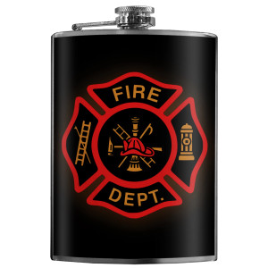 Stainless Steel Flask - Fire Department Logo
