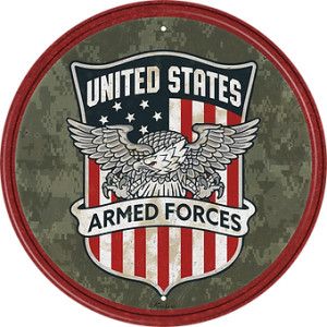 Armed Forces Tin Sign - Round Armed Forces Tin Sign - Round